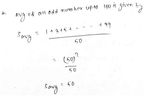 The average of all odd numbers up to 100 is: .